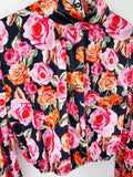 Top crop con rose nero