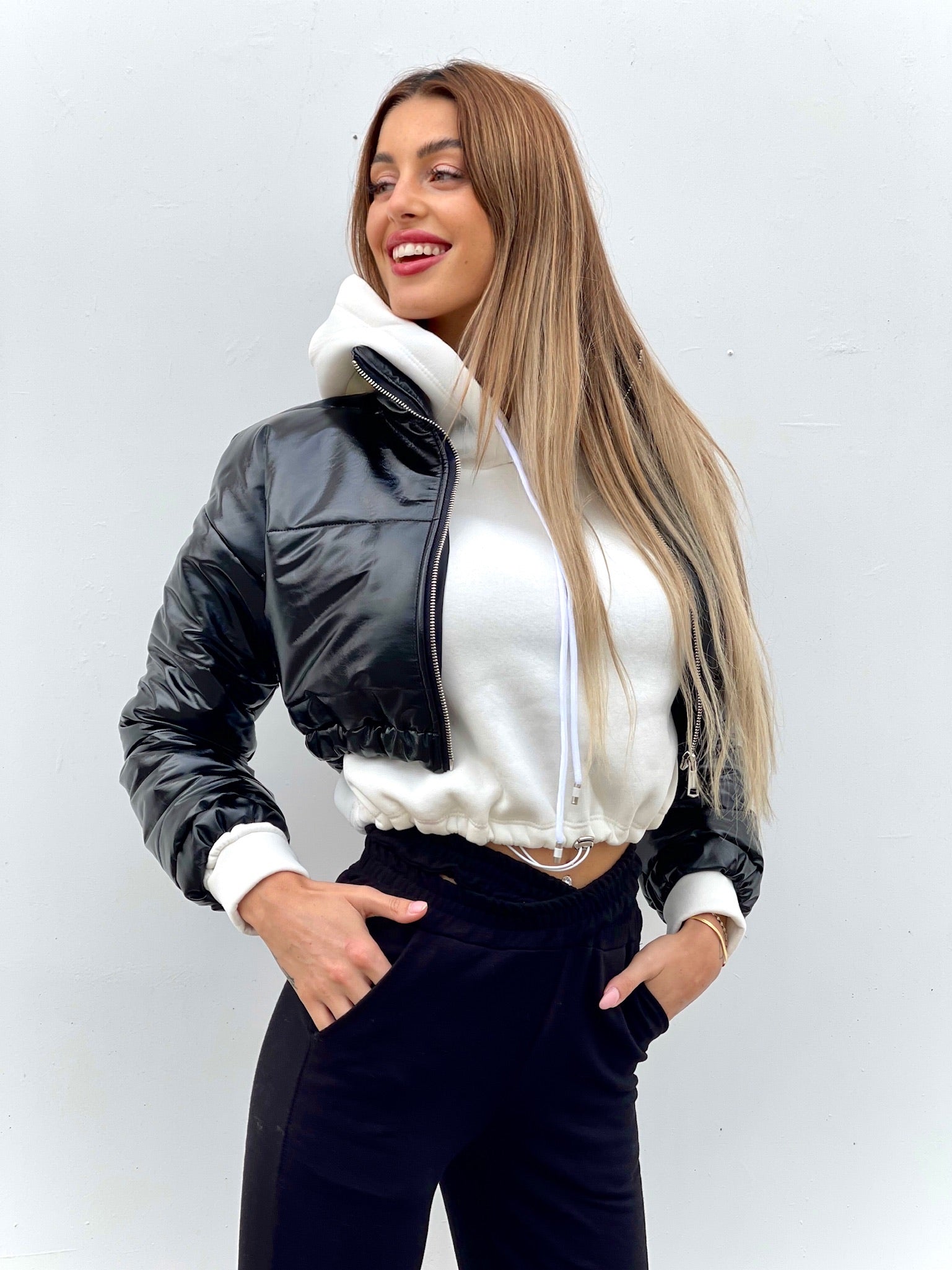 Bomber crop nero