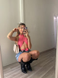 Top a fascia rosa barbie