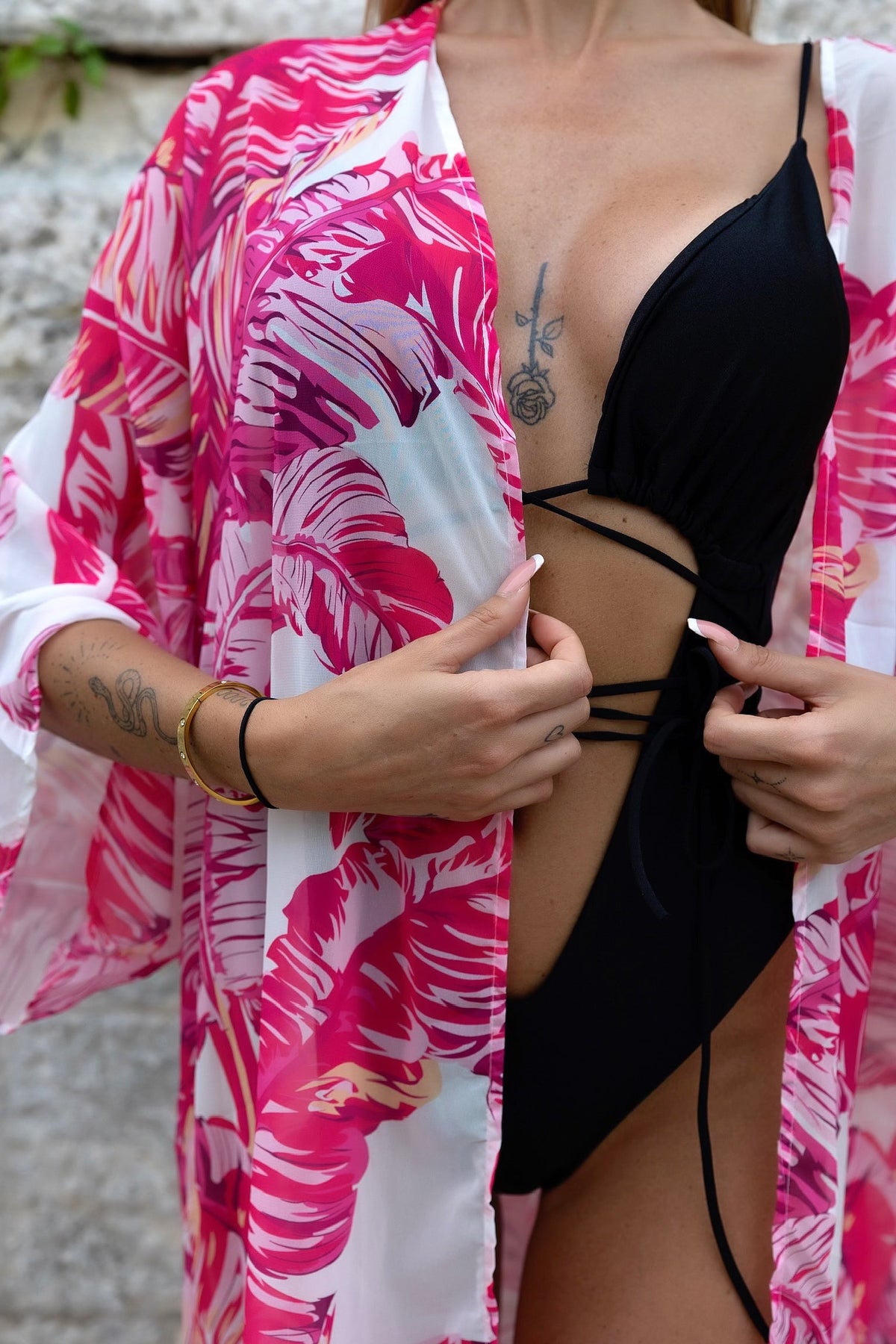 Body con kimono e cintura