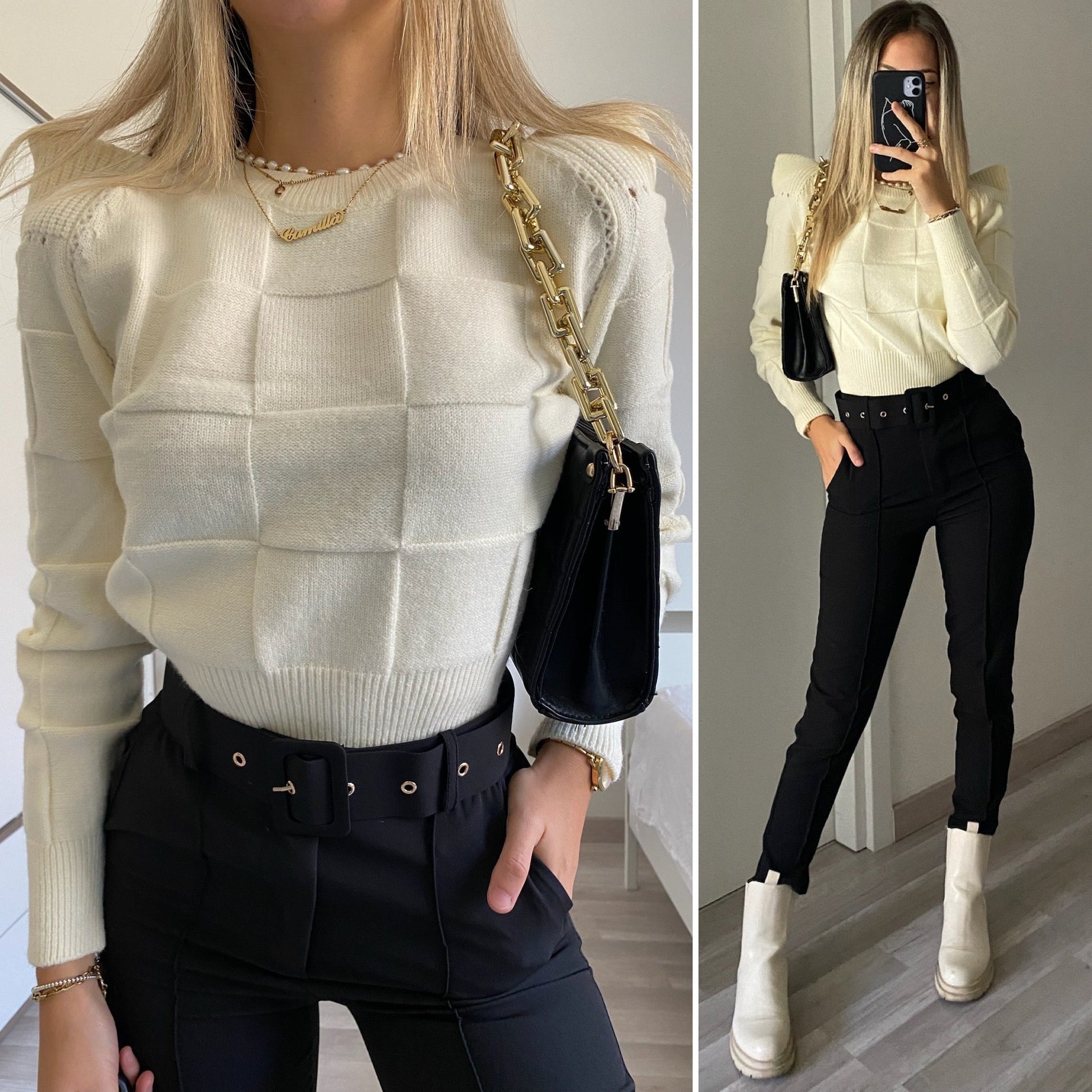 Maglione spalle bombate
