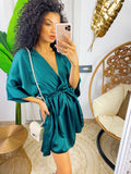 Abito a kimono in raso con cintura