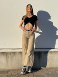 Jeans beige wide leg