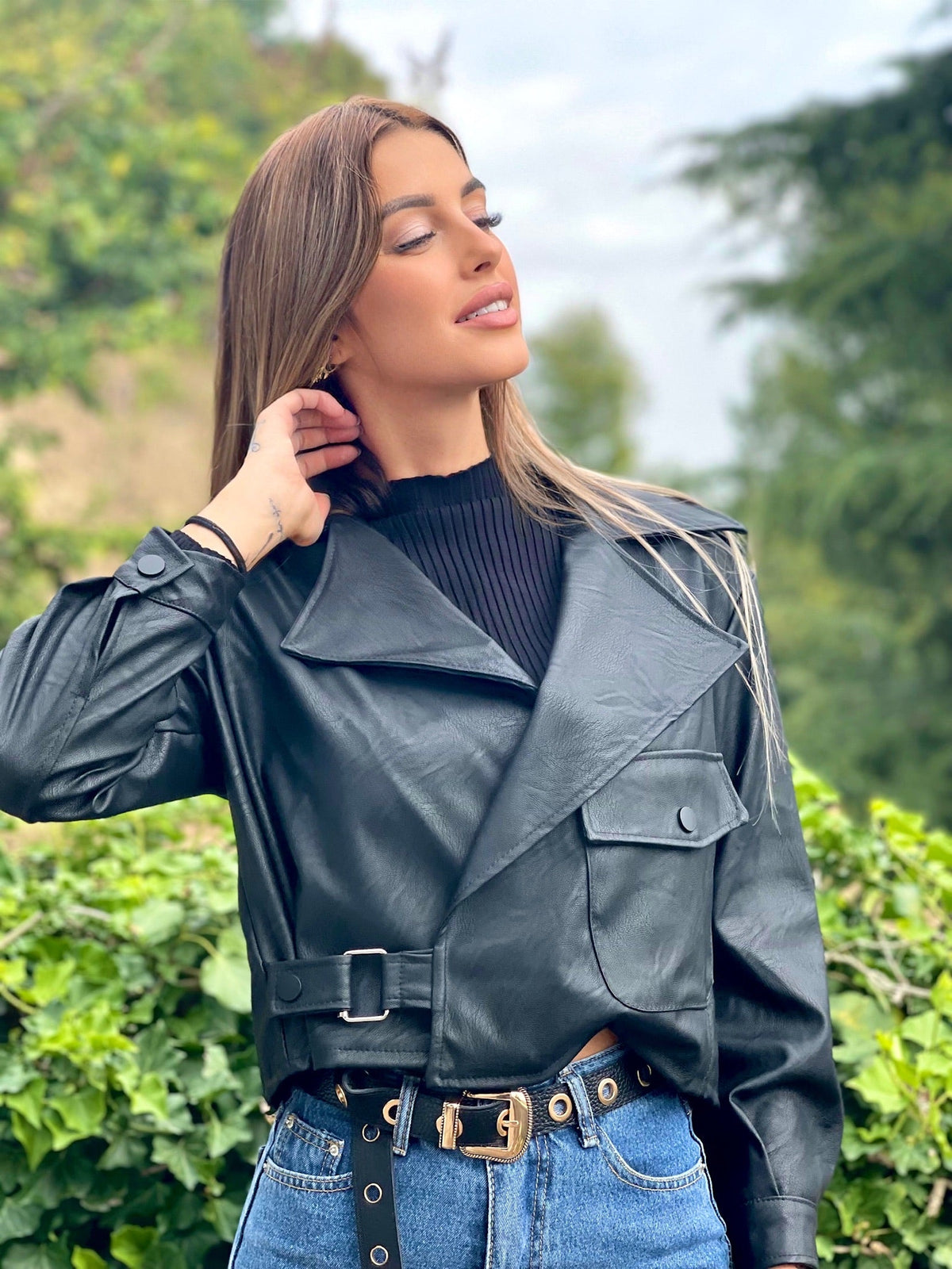 Giacca in eco pelle nera