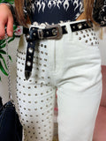 Jeans con borchie Bianco