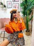 Camicia con bottoni gold arancio