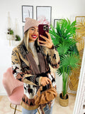 Cardigan frange e cinta dettaglio cavallo beige