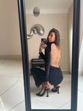 Body in velluto schiena aperta con strass
