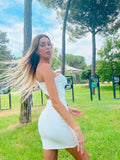 Abito aderente monospalla bianco