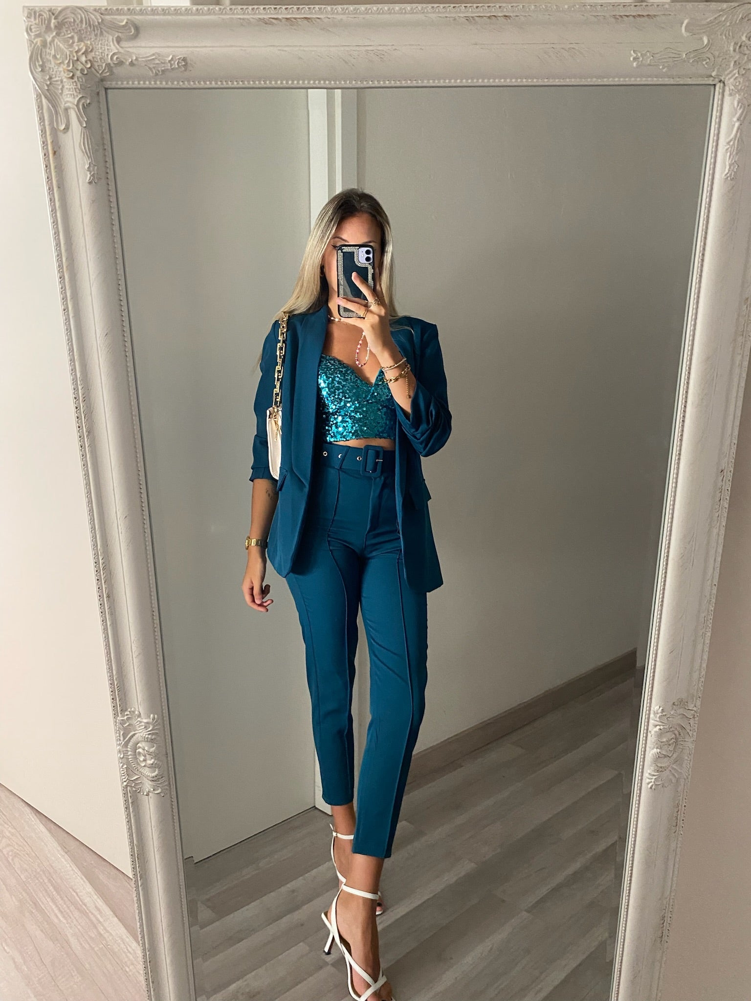 Completo giacca e pantalone Petrolio