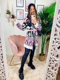 Cardigan Rosa Angel con frange e cinta