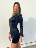 Abito in velluto con frange argento