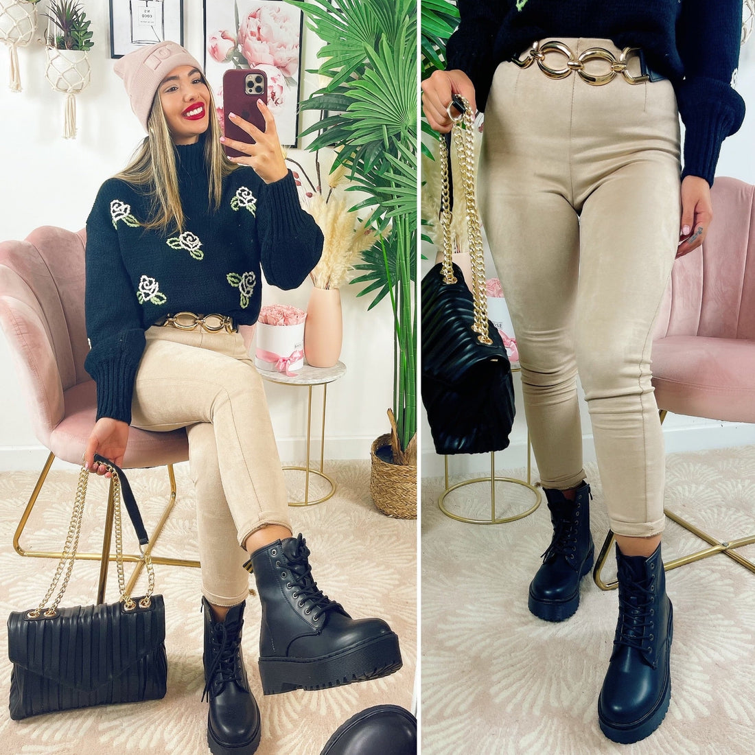 Leggins in camoscio Camel