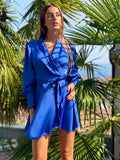 Abito in raso blu elettrico