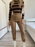 Pantalone vita alta Camel