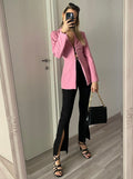 Pantalone a zampa nero con spacco