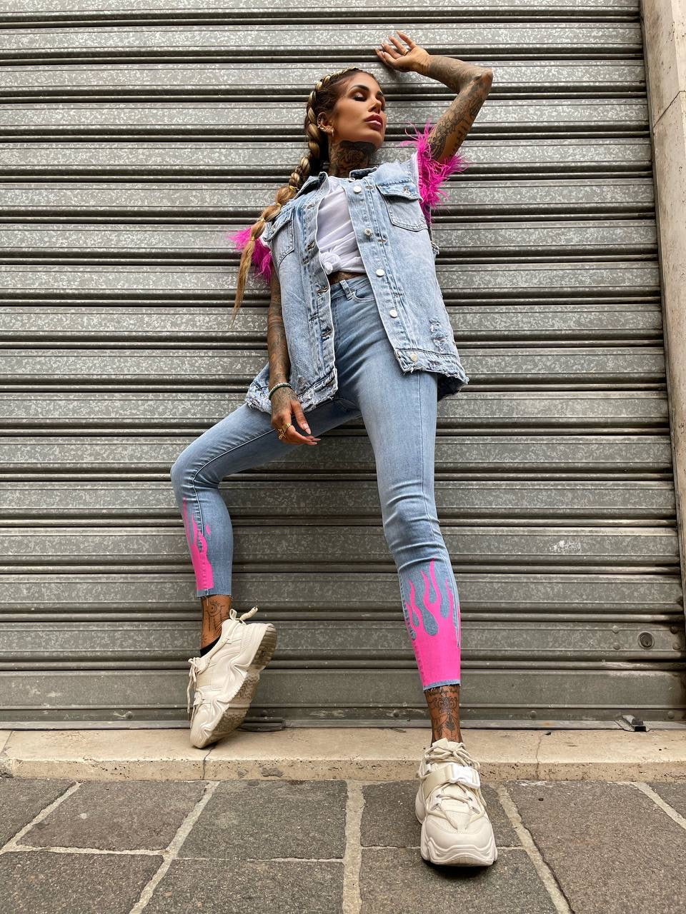 Jeans flame Fuxia