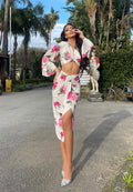 Completo top e gonna con fiori
