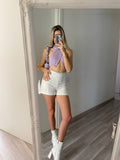 Short bianco con strass