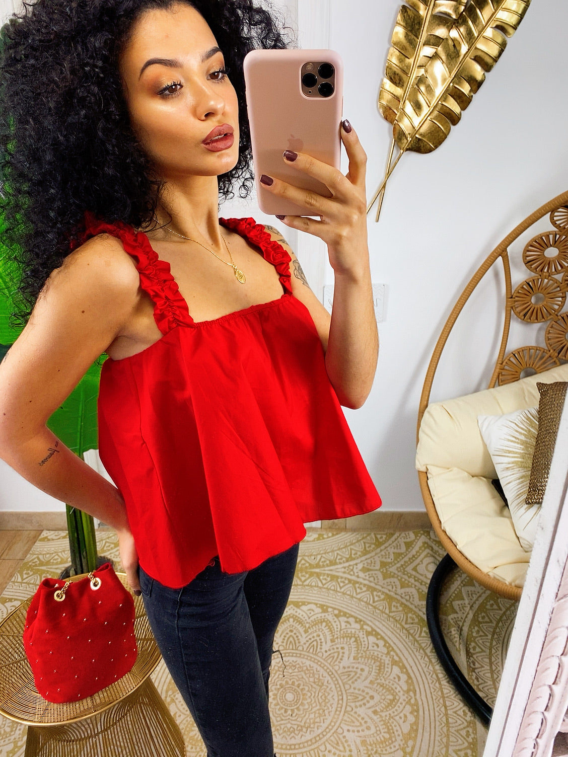 Top in cotone rosso