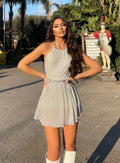Completo top e gonna lurex silver