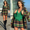 Cappotto check trama verde
