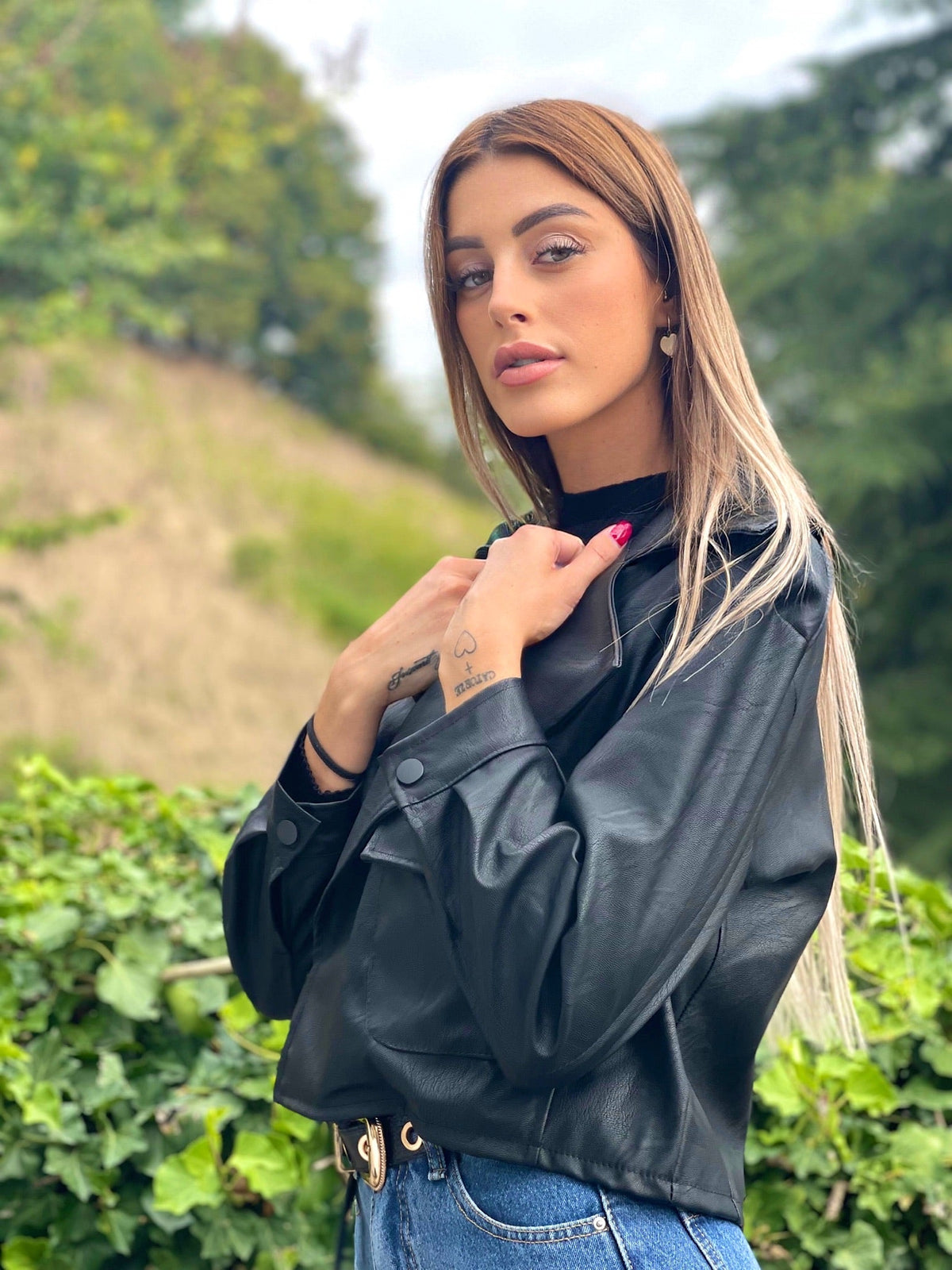 Giacca in eco pelle nera