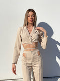 Completo top e pantalone beige