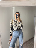 Cardigan animalier bianco nero