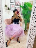 Gonna in tulle a balze lilla