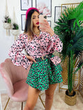 Camicia maculata con borsetta Rosa