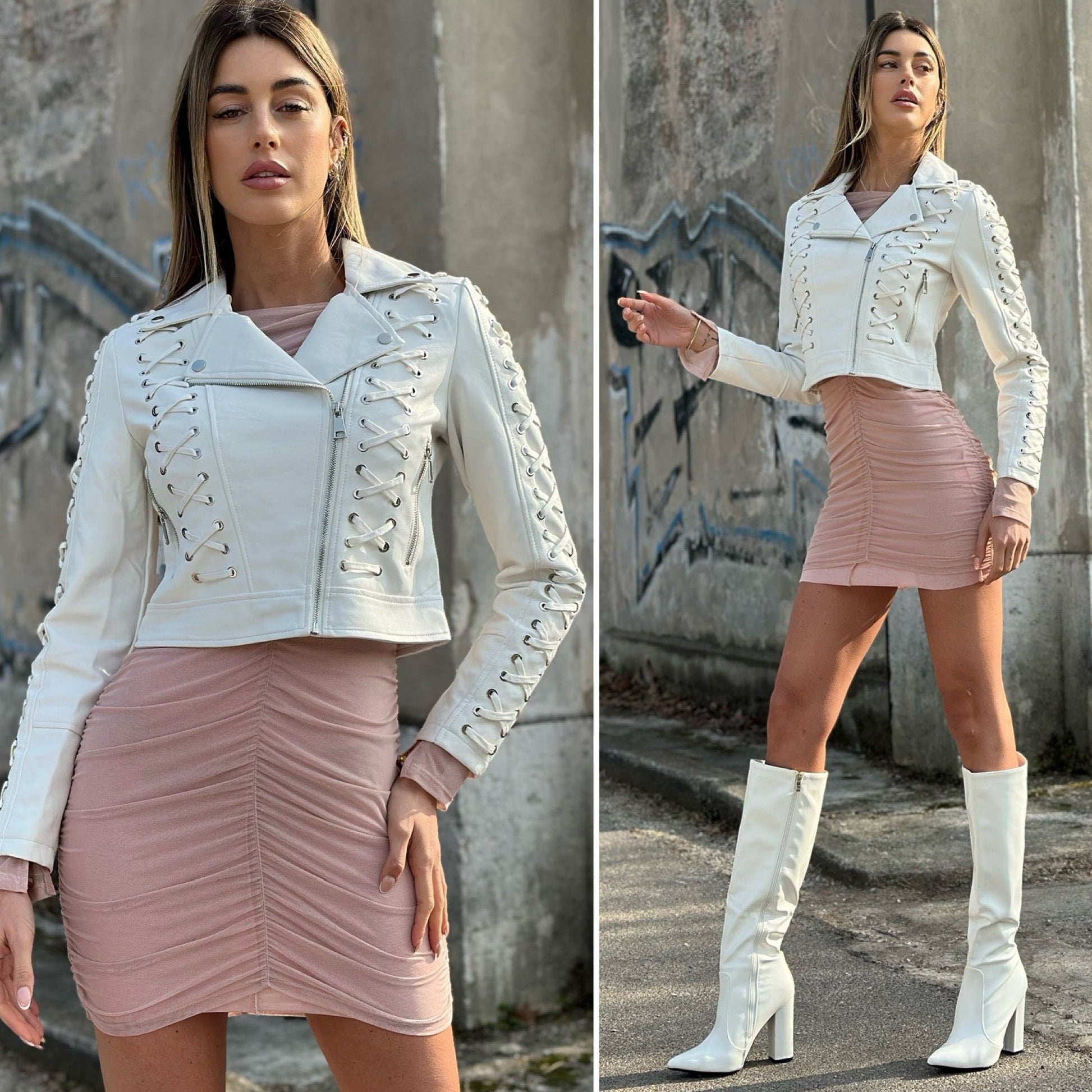 Chiodo bianco con lacci