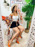Kimono base chiara dettaglio arancio
