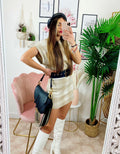 Set gonna e maglia crop beige