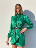Abito in raso verde smeraldo