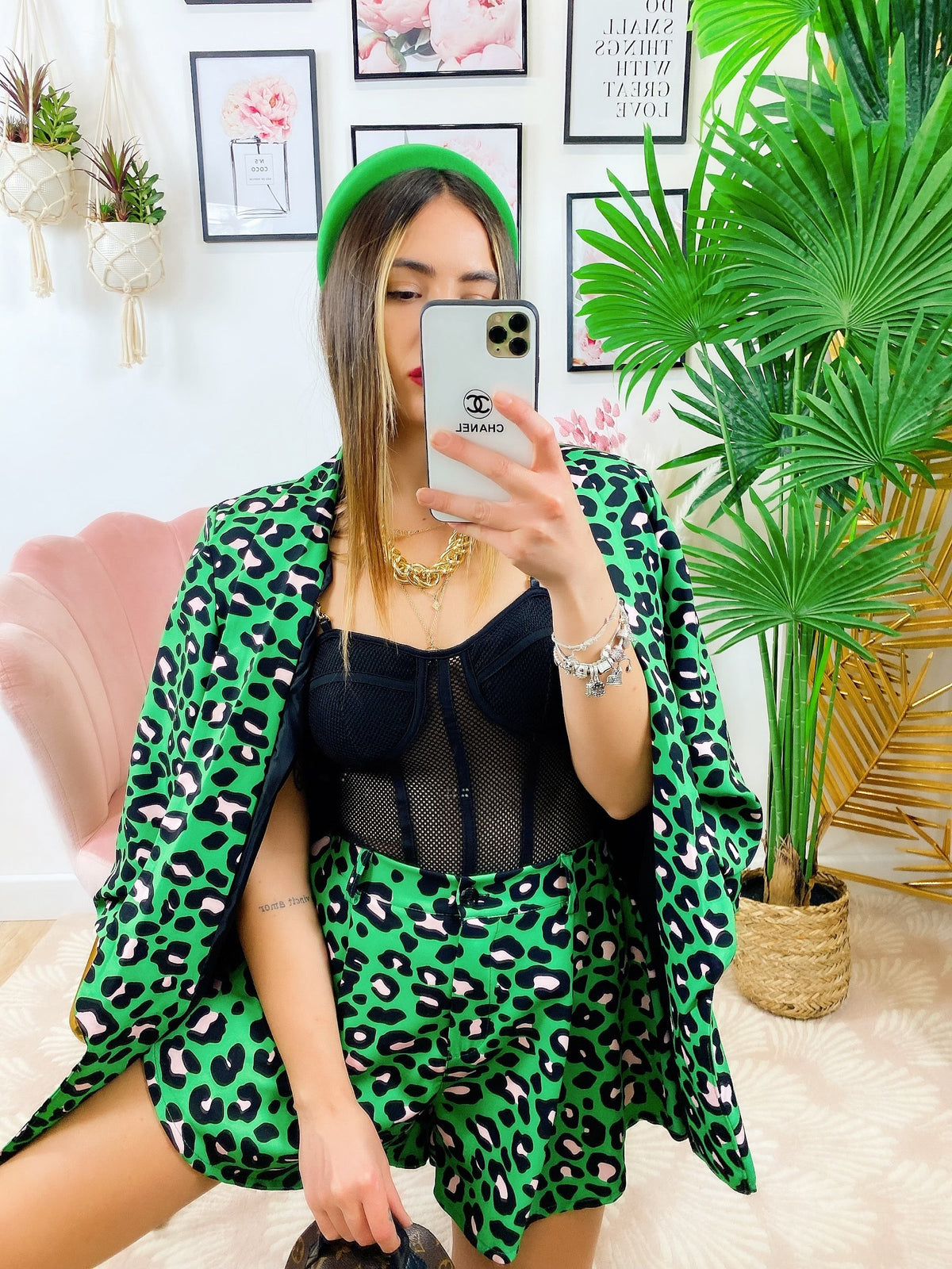 Completo due pezzi maculato verde