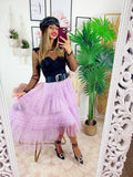 Gonna in tulle a balze lilla