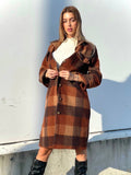 Maxi camicione a quadri Camel