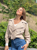 Giacca in eco pelle beige