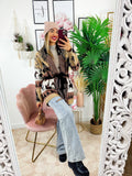 Cardigan frange e cinta dettaglio cavallo beige