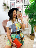 Completo etnico gonna e t-shirt base verde