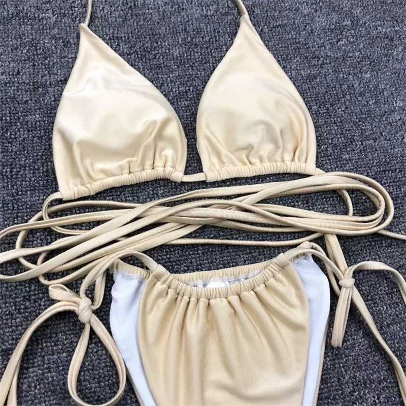 Bikini con incroci oro