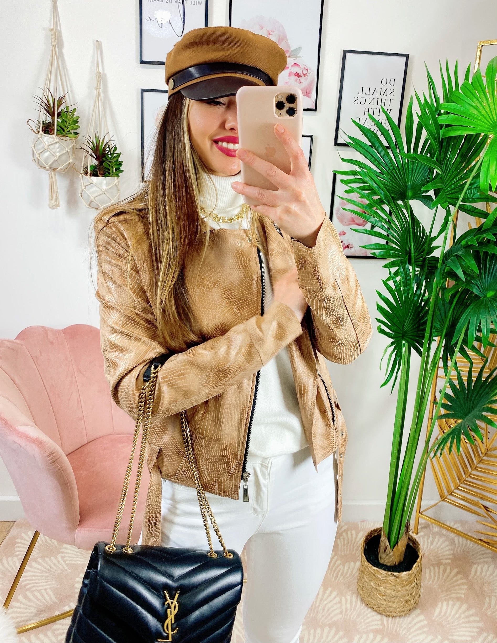 Giacchino in eco-pelle pitonato beige