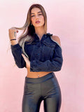 Giacca di jeans con catena argento