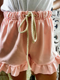 Short rosa con arricciatura
