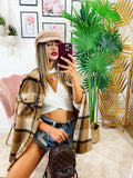 Giacca a quadri Marrone e beige