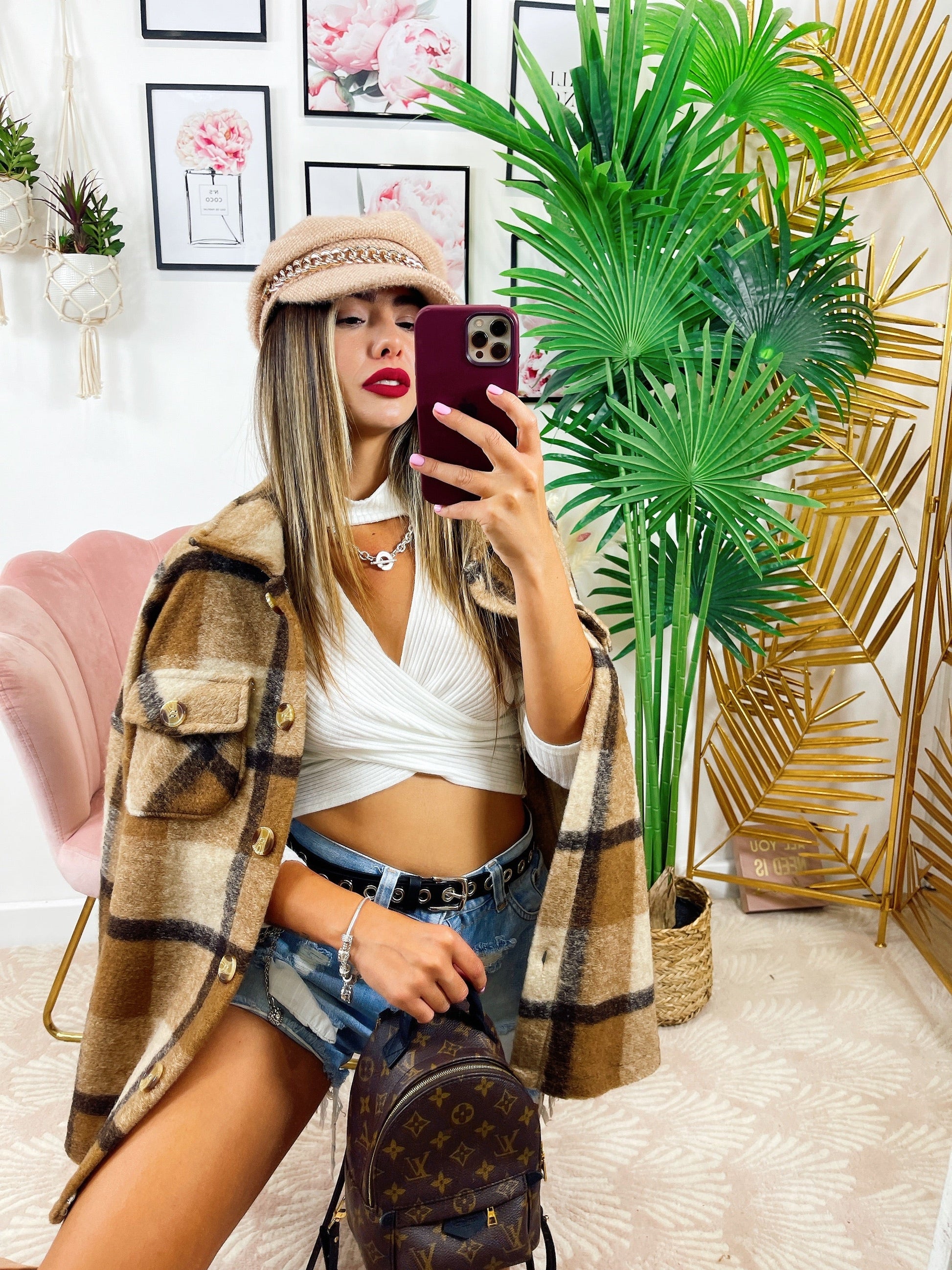Giacca a quadri Marrone e beige