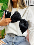 Maglione con fiocco e strass