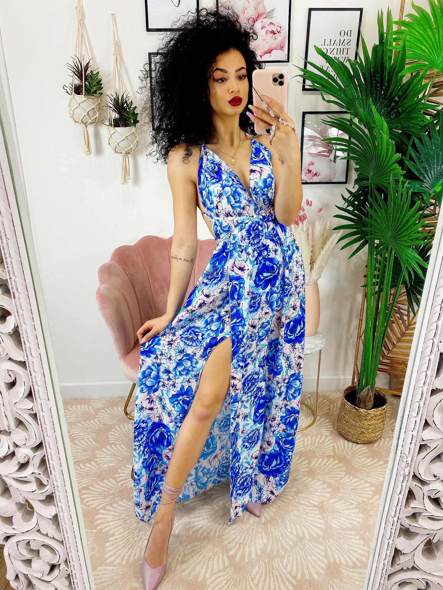 Dress Afrodite fiori celesti e lilla