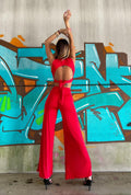 Completo pantalone con spacco e top